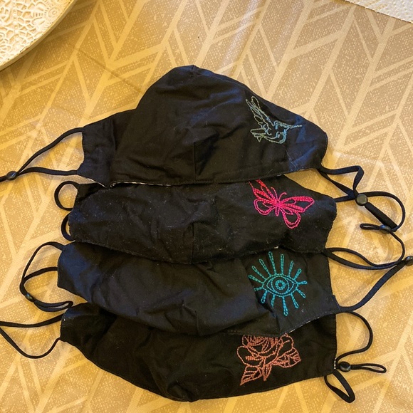 Johnny Was Accessories Johnny Was Cotton Black Embroidered Face